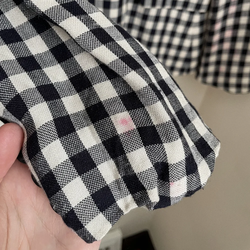 Christian Dior Vintage Women Blazer, Black and White Checkered, 3/4 Sleeve -Sz 6